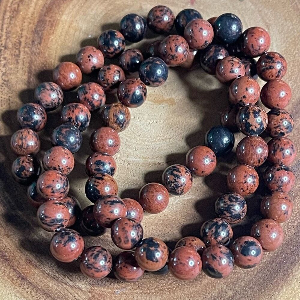 Mahogany obsidian 8mm stretch bracelet beaded bracelet 7” stretch crystal healin